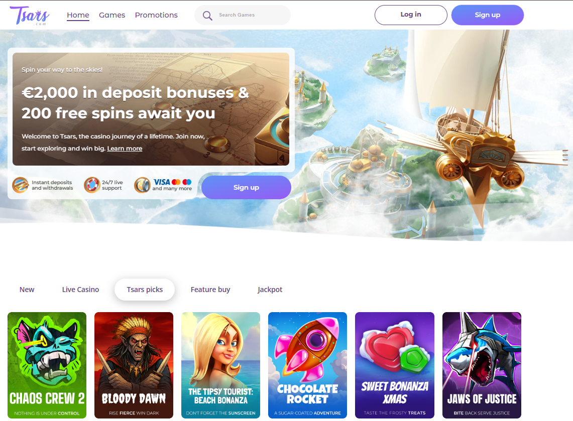 Casino website displayed on a computer screen, showcasing games and promotions in a user-friendly layout.